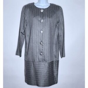 Vtg YL Dress 80s 90s Sheath Pinstripe Secretary Sz 10 NWT